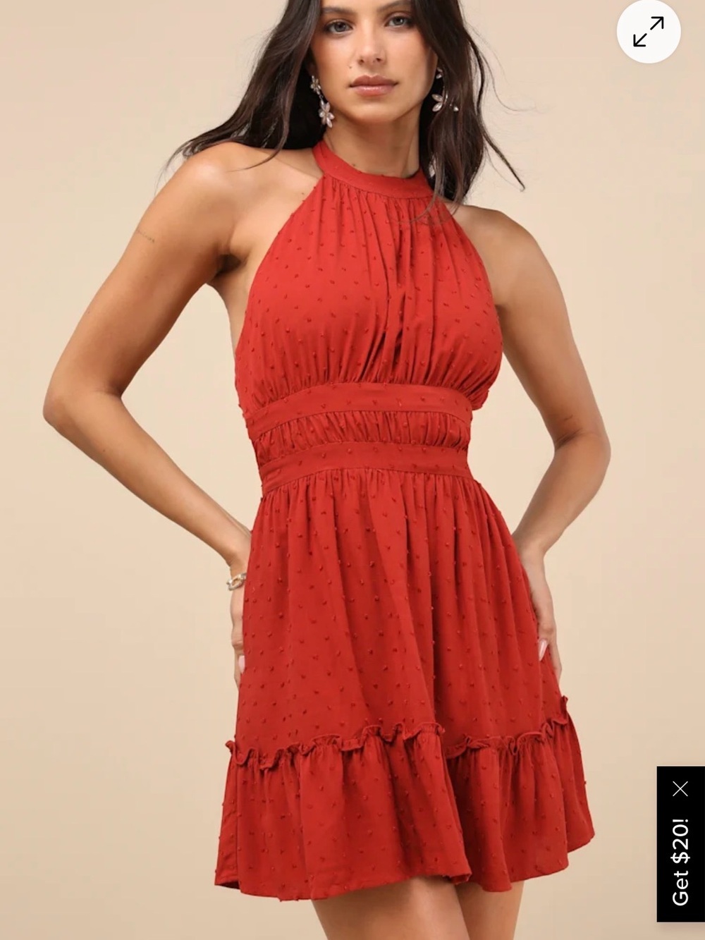 Halter Neck Red Mini Dress
